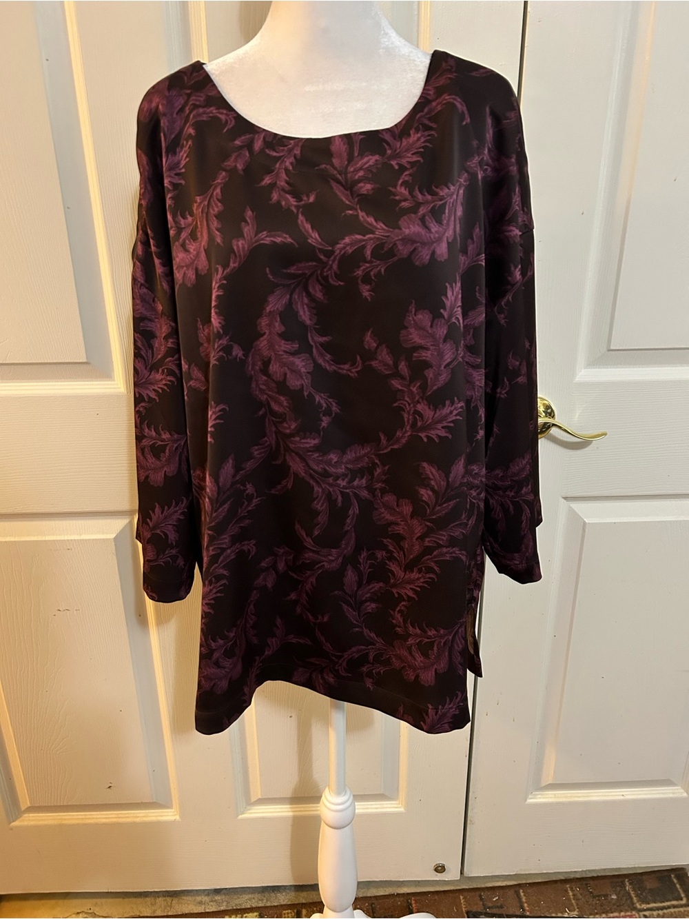 Soft Surroundings satiny brown & pink tunic, Large